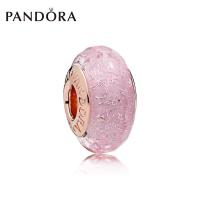 Pandoraˉ charm string ornaments beads Rose series pink glitter glass ornaments 781650 fashion shine DIY beads womens personality fashion DIY beads Pandoraˉ charm bracelet beaded jewelry