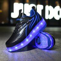 COD 30-40 fashion kids and womens LED Shoes รองเท้าสเก็ต 1 ล้อ Roller Shoe For Kid มีสวิตปิด-เปิดไฟ รองเท้ามีล้อ