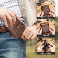 CONTACTS New Crazy Horse Leather Wallet For Men Zipper Casual Coin Purse High Quality Small Mens Wallet Male Wallet