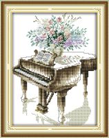 【CC】 Grand piano cross stitch kit music cartoon 18ct 14ct 11ct cloth counted printed set stitches embroidery handmade