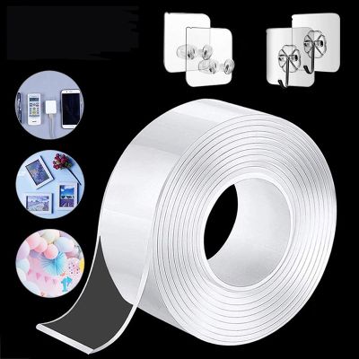✚▪♂ 1M/2M/3M/5M Double-sided Nano Tape Double Sided Tape Transparent NoTrace Reusable Waterproof Adhesive Tape Cleanable