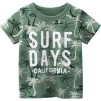 COD SDFGERTYTRRT Boy T-shirt Coconut Tree Kids Baby Boy Children Tops Surf Days Short Sleeve Boys Clothing Cotton