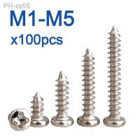 100pcs/lot Phillips Self Tapping Screws Cross Recessed Round Head Nickel Plated Carbon Steel M1 M1.4 M1.7 M2.3 M2.6 M3.5 M5