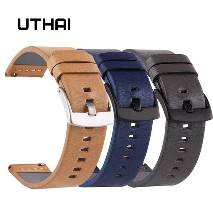 uthai-นาฬิกาสายหนังแท้-z26-18-20-22-24มม-สำหรับนาฬิกา-samsung-46มม-44มม-42มม-40มม-สำหรับนาฬิกา-huawei-สำหรับ-moto360-ii