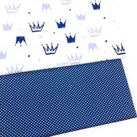Kain Comb Cotton Polka Dot Biru Gelap (Bidang 60”) Dark Blue Crown &amp; Polkadot Combed Cotton Twill Fabric