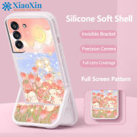 XiaoXin สำหรับ S amsung S21 FE S21พลัส S21อัลตร้า S21 TPU ที่มองไม่เห็นยืนโทรศัพท์กรณีแบบบูรณาการโทรศัพท์ Soft Case กล้องเต็มครอบคลุม