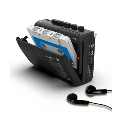PANDA 6501 Portable Tape AM/FM Radio Retro Cassette Music Player Walkman Tape Recorders with Loudspeaker Black