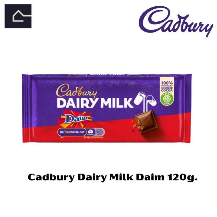 Cadbury Dairy Milk Daim แคดเบอรี่ แดรี่ มิลค์ ดาอิม ขนาด 120กรัม(g.)BBE
