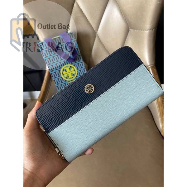 กระเป๋าสตางค์งานช๊อป-tory-burch-robinson-color-block-zip-continental-wallet