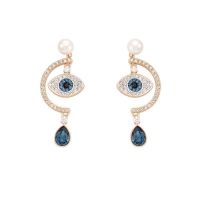 Swarovski discount pearl devils eye tassel earrings for women Shijia element crystal earrings for women 【SSY】