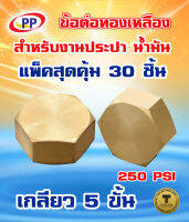 ข้อต่อทองเหลือง หมวกอุด เกลียวใน (ประปา/น้ำมัน) ขนาด 1/2นิ้ว (4หุน)    แพ็ค 30 ชิ้น