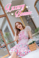 Luxury Bonnie Dress มินิเดรสพิมพ์ลายน้องแมวสุดน่ารัก กระโปรง 2 ชั้น ช่วงบนใช้ผ้าออร์แกนดี้ปัก ลุคหวานคุณหนูใส่ง่ายน่ารัก