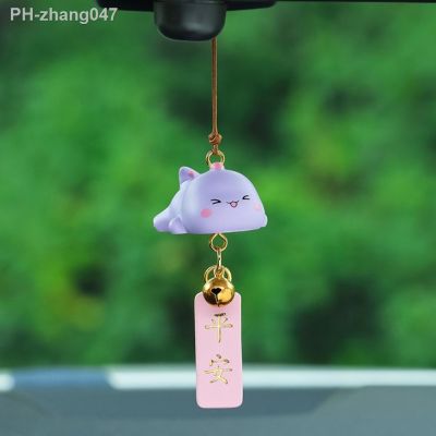 Bell Chinese Characters Handmade Paint Car Pendant with Lanyard Little Dinosaur Auto Rearview Mirror Pendant Car Accessories