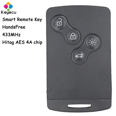 KEYECU Keyless Go Handsfree Smart Card Remote Car Key With 4 Buttons 433MHz 7953 4A Chip for Renault Clio IV 4 Captur 2009-2017