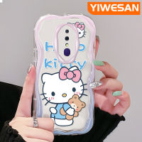 YIWESAN เคสสำหรับ OPPO F11 Pro เคส A9 A9X 2019ลายการ์ตูนน่ารักเฮลโลคิตตี้เนื้อครีมเคสโทรศัพท์โปร่งใสซิลิโคนกันกระแทกป้องกันเลนส์กล้องเคสนิ่มใส