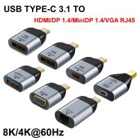 USB tipe-c 3.1 laki-laki ke Vga/DP/GB/Mini DP RJ45 Female4K 60Hz 8K 60Hz 3d adaptor video audio konverter kabel untuk Samsung Huawei Ph