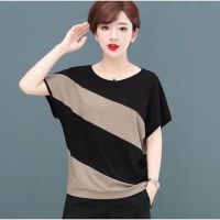 COD DSFDGDFFGHH Womens short sleeve fat mm T-shirt womens loose large top女装短袖胖mm体恤女宽松大码上衣蝙蝠袖圆领小衫春打底衫潮6.18