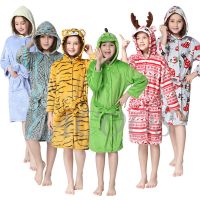 Boys and Girls Unicorn Bathrobe Kids Animal Cartoon Children Bathrobes Flannel Pajamas Tiger Robes Sleepwear Winter Bath Robe