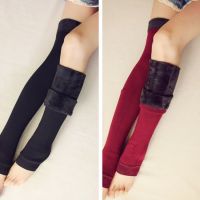 Autumn Winter Thickening Velvet Lining Long Tube For Female Leg Warmers Boot Accessory Black And Red Colors 1pair Simple Fashion