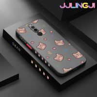 Jlingji เคสสำหรับ Xiaomi Redmi 8 8A 8A Pro,เคสการ์ตูนหมีน้อยขอบสี่เหลี่ยมด้านข้างบางดีไซน์ใหม่กันกระแทกมีน้ำค้างแข็งโปร่งใสแข็งเคสมือถือปลอกซิลิโคนคลุมทั้งหมดป้องกันกล้อง Softcase