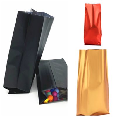 Matte Gold Aluminum Foil Organ Bag Side Folded 100pcs Red Plastic Side-gussets Milk Powder Packing Pouch Black Coffee Bean Bags