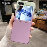 AUOVIEE เคสโทรศัพท์สีลูกกวาดแบบเกาหลีสำหรับ Samsung Z แบบฝาพับ5 4 3 Z Flip3 5 Zflip5ฝาหลังกันกระแทก