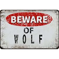 ระวังหมาป่าวินเทจโลหะดีบุกเข้าสู่ระบบวินเทจตลกดีบุกเข้าสู่ระบบผนังตกแต่งป้ายโลหะวินเทจ garag แผงตกแต่ง 20 * 30 ซม