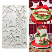 【YF】 Christmas Tree Poinsettia Silicone Sugarcraft Mold Fondant Cake Decorating Tools Candy Chocolate Gumpaste
