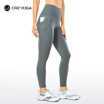 CRZ YOGA Women's Naked Feeling Workout Leggings - 23 Inches No Front Seam  Yoga Pant with Pockets High Waisted