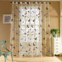 Butterfly Pattern Tulle Curtain Home Decor Kitchen Balcony Room Window Screening Floral Curtain Roman Blind Patio Decoration