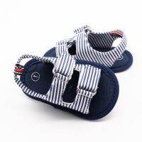 COD SDFGDERGRER (1-3 Y) Infant Newborn Kid Baby Boys Summer Sandals Closed Toe Stripe Cool Canvas Soft Sole Toddler First Walker Shoes Prewalker