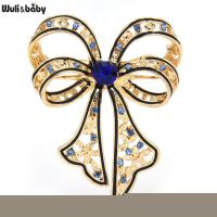 Wuli amp;baby Multicolor Crystal Bowknot Brooches Coat Sweater Pins For Women 2021 Christmas Jewelry Gift