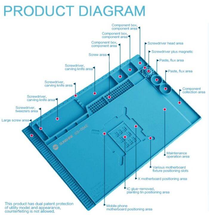 แผ่นฉนวนกันความร้อนอเนกประสงค์แบบ-ss-004e-ใช้ในงานซ่อมแผ่นรองป้องกันความร้อนเครื่องมือแพลตฟอร์มซ่อมแซมที่สถานีบัดกรีบีจีเอ