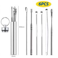 6/7/8 Pcs Stainless Steel Earpick Set Ear Vax Remover Kit Pickers Pick Earwax Curette Spoon Care Removal Tool for Baby Adults