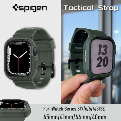 Spigen 2 In 1 Integral Armor Pro สายซิลิโคนอ่อนนุ่มสำหรับนาฬิกา45มม. 44มม. 41มม. 40มม. Apple Watch Series 7 6 5 4อุปกรณ์เสริมนาฬิกาอัจฉริยะ