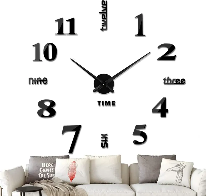 Wall Clocks for Living Room Decor, DIY Wall Clock Modern 3D Wall Clock