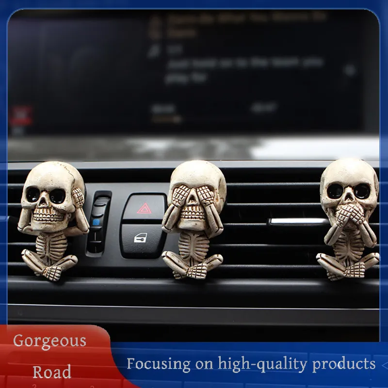 Gorgeous] Hot Sale 3Pcs Bone Skull Car Air Freshener Vent Clip