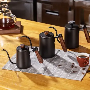 Coffee Drip Kettle Thermometer Thin Mouth Gooseneck Cloud Kettle Stainless  Steel Hand-Brewed Pour Over Tea Pot 1L/1.2L