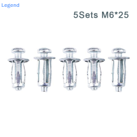 ?【Lowest price】Legend 5ชิ้น M5 M6กลีบถั่วแจ็คถั่วสกรูโลหะสำหรับผนังกลวงผิวเหล็กกลีบถั่วโคมไฟขยาย