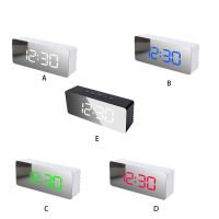 Multifunctional Digital Clock Mirror Face Angle Adjustable Memory Function Radio Projector Clock Indoor White Thermometer Clocks