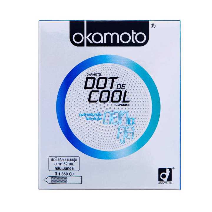 okamoto-dot-de-cool-โอกาโมโต-ดอท-เดอ-คูล-2-ชิ้น-ถุงยางอนามัย-52-ผิวไม่เรียบ-สูตรเย็น