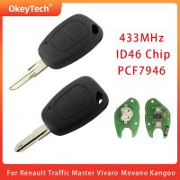 ชิป ID46 Okeytech 2ปุ่ม433Mhz สำหรับการจราจรเรโนลด์ Master Vivaro Movano Kangoo NE73ส่งกุญแจรีโมทใบมีด VAC102