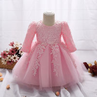 2019 Dress for Girl Long Sleeve White Baptism Dresses Baby Girl 1 Year Birthday Wear Toddler Girl Lace Christening Ball Gown k1