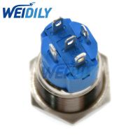 、‘】【’ 1PCS Metal LED Illuminated Momentary 16Mm Push Button Switch Car Dash 12V-24V Ring Light Blue Switch Reset Switch Waterproof