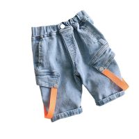 Boys Denim Shorts Summer 2023 New Outer Wear Children Cargo Jeans Thin Baby Casual Pants