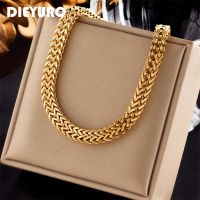 DIEYURO 316L Stainless Steel Thickened Bold Link Chain Choker Necklace For Women New Punk Girls Gold Color Hip Hop Jewelry Gifts