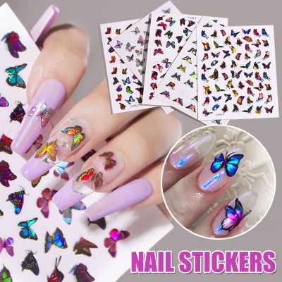 MUS 3D Butterfly Nail Art Stickers Adhesive Sliders Colorful Transfer Nail Decals Films Wraps Decorations Manicure New