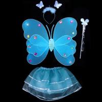 ต้นฉบับ Butterfly wings childrens luminous single-layer double-layer three-piece set angel performance props magic wand back decoration consignment