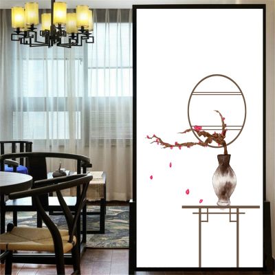 Decorative Windows Film Privacy Beautiful Vase Stained Glass Window Stickers No Glue Static Cling Frosted Window Cling Tint 62