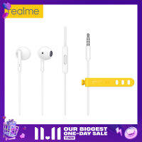 หูฟัง Realme บัดแบบคลาสสิกหูฟัง Wired-3.5mm เอียร์บัดแบบครึ่งหูไมโครโฟนในตัว1.3ม. รีโมทชุดหูฟังของไดรฟ์เวอร์14.2มม. ควบคุมสายไมโครโฟนแบบครึ่งหูที่ไม่พันกันหูฟังออกกำลังสวมใส่สบาย